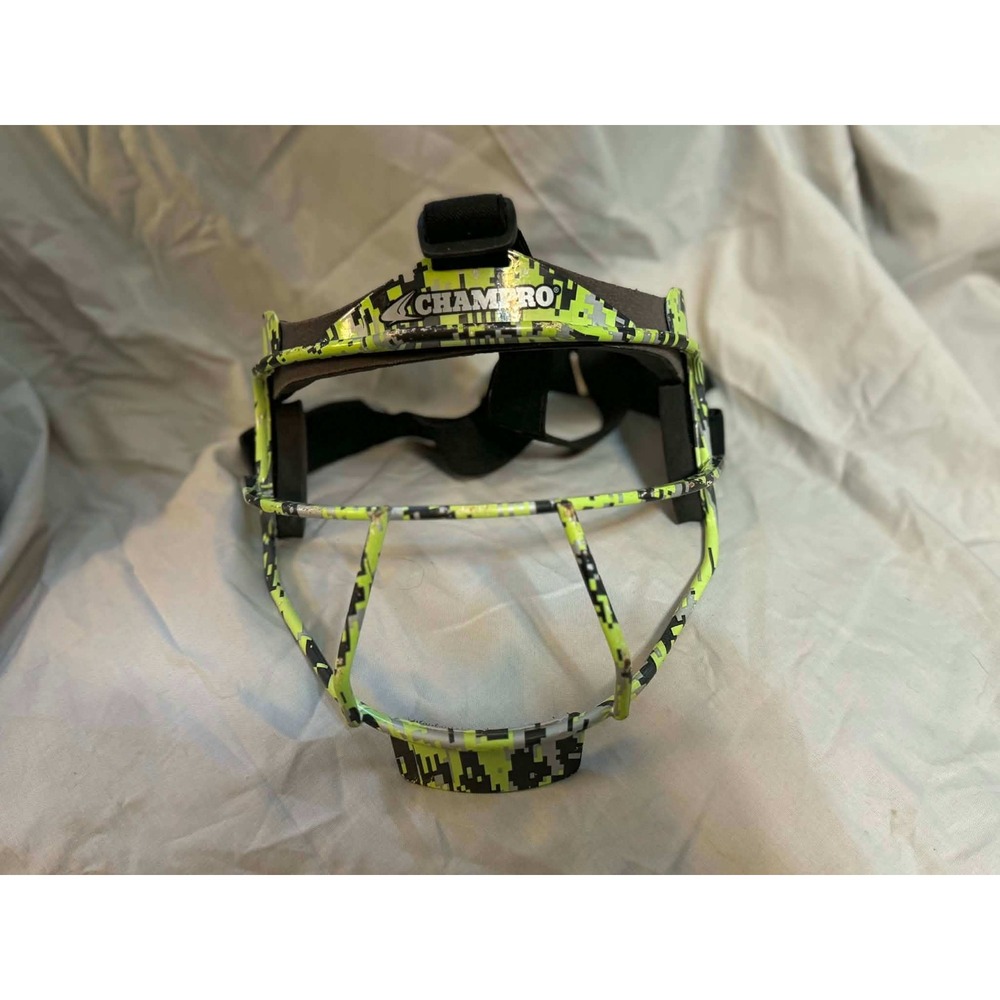 Champro Rampage Softball Fielder Face Mask Lime Green Black Digital Camo